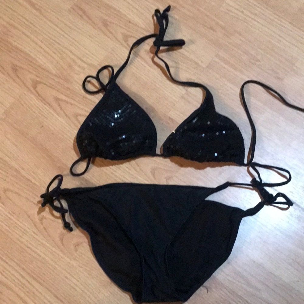Black Sequin bikini - size large